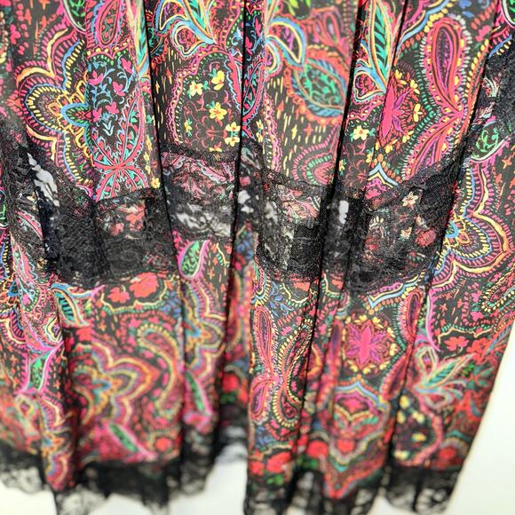 Johnny Was Dame Silk Paisley Lace-Paneled Midi-Dress Sz Small Boho - Picture 6 of 9